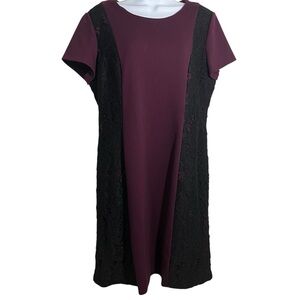 Karl Lagerfeld Plum Black Lace Mini Dress Size 14 Holiday Fall Business Formal